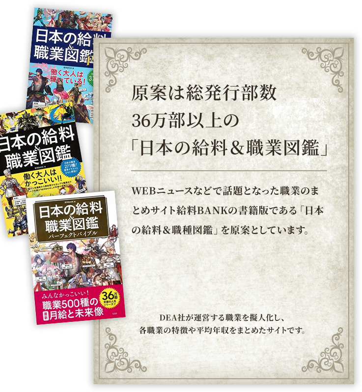 原案は総発行部数36万部以上の「日本の給料＆職業図鑑」